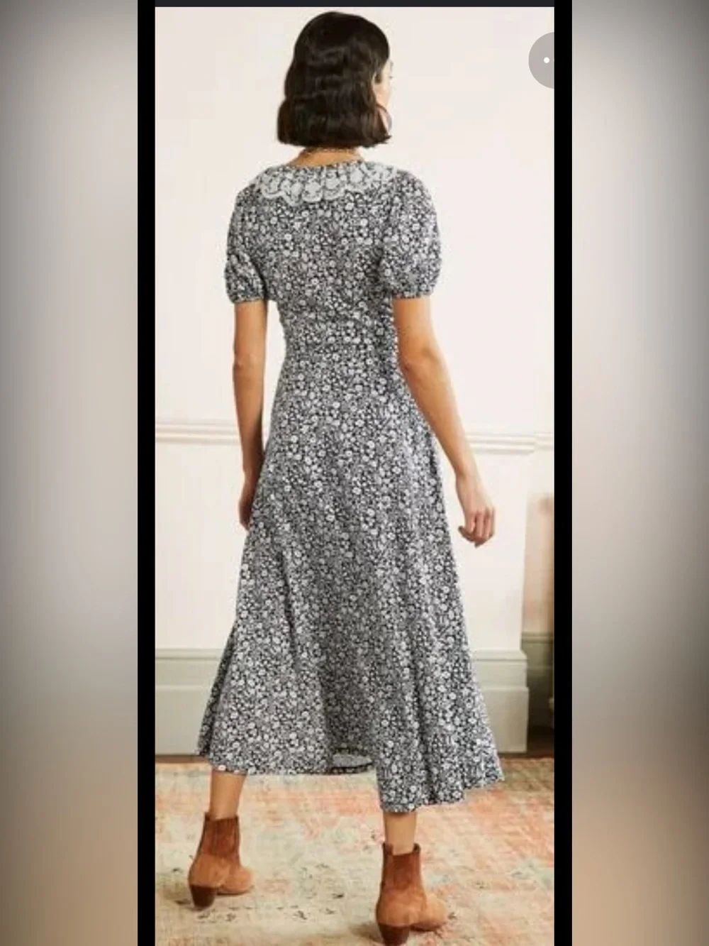 Boden trim detail midi dress navy size 14L nwt style d0135